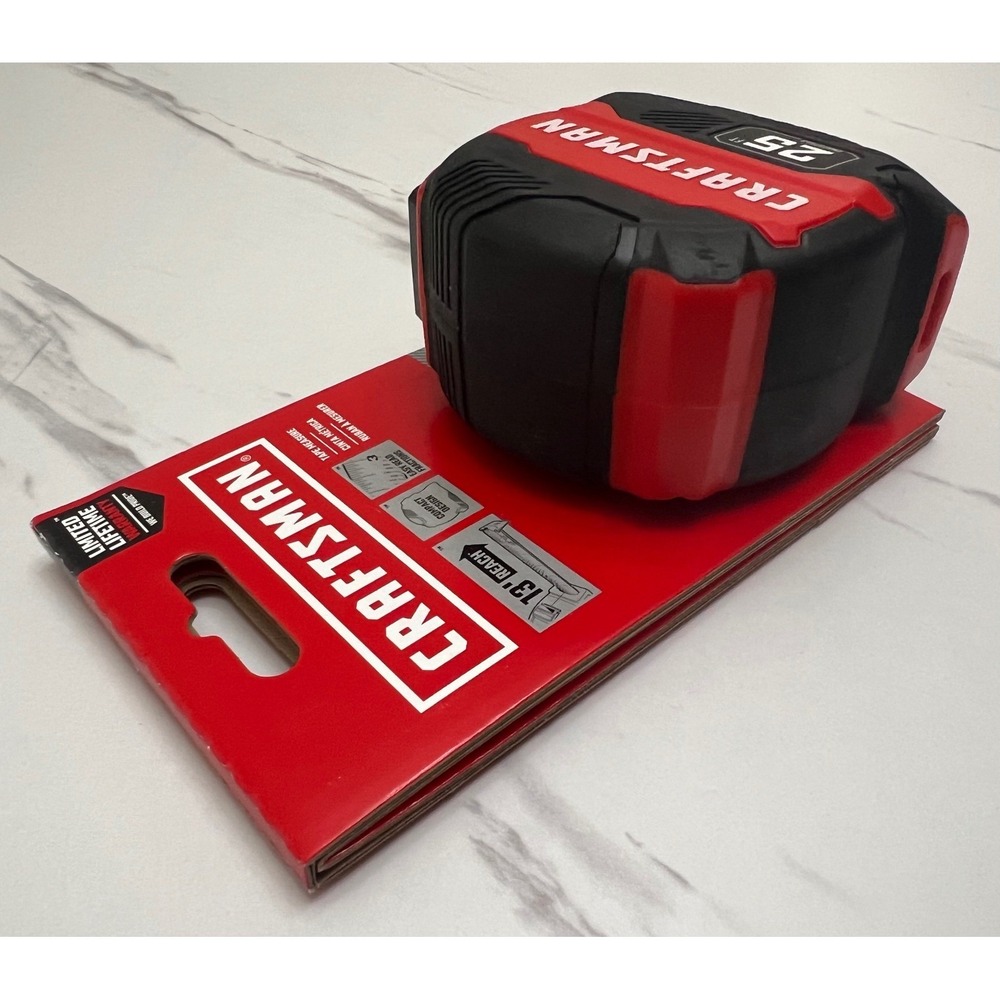 Craftsman 25 FT Tape Measure 13 FT Reach Compact Design CMHT37443 New - Picture 4 of 5